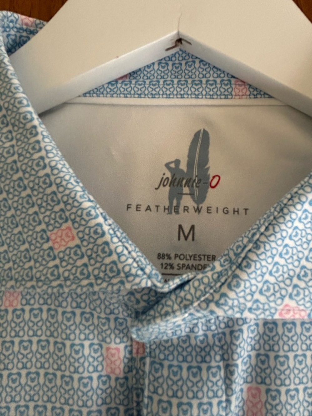 johnnie-O Men's Featherweight Button-Down Shirt in Light Blue and Pink Print